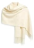 Bawnhaw White Large Scarf Pashmina Shawl for Women, Fall Winter Soft Cashmere-Feel Fringe Wrap Fashion Accessories for Wedding Bridal Evening Dresses