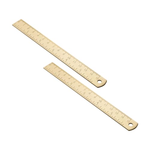 ZUNOXAZ 2個 ヴィンテージ真鍮製ブックマーク定規 軽量多機能メタルルーラー 書き込み可能な耐久設計 学校 オフィス 家用測定ツール