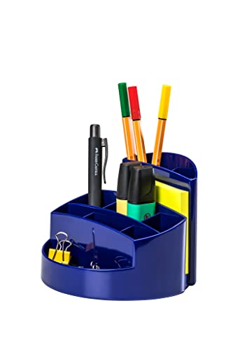 Preisvergleich Produktbild HAN Schreibtischköcher RONDO, Stiftehalter mit 9 Fächern, Schreibtisch Organizer, mit Briefschlitz und Gummifüßen premium-Qualität, 17460-14, blau