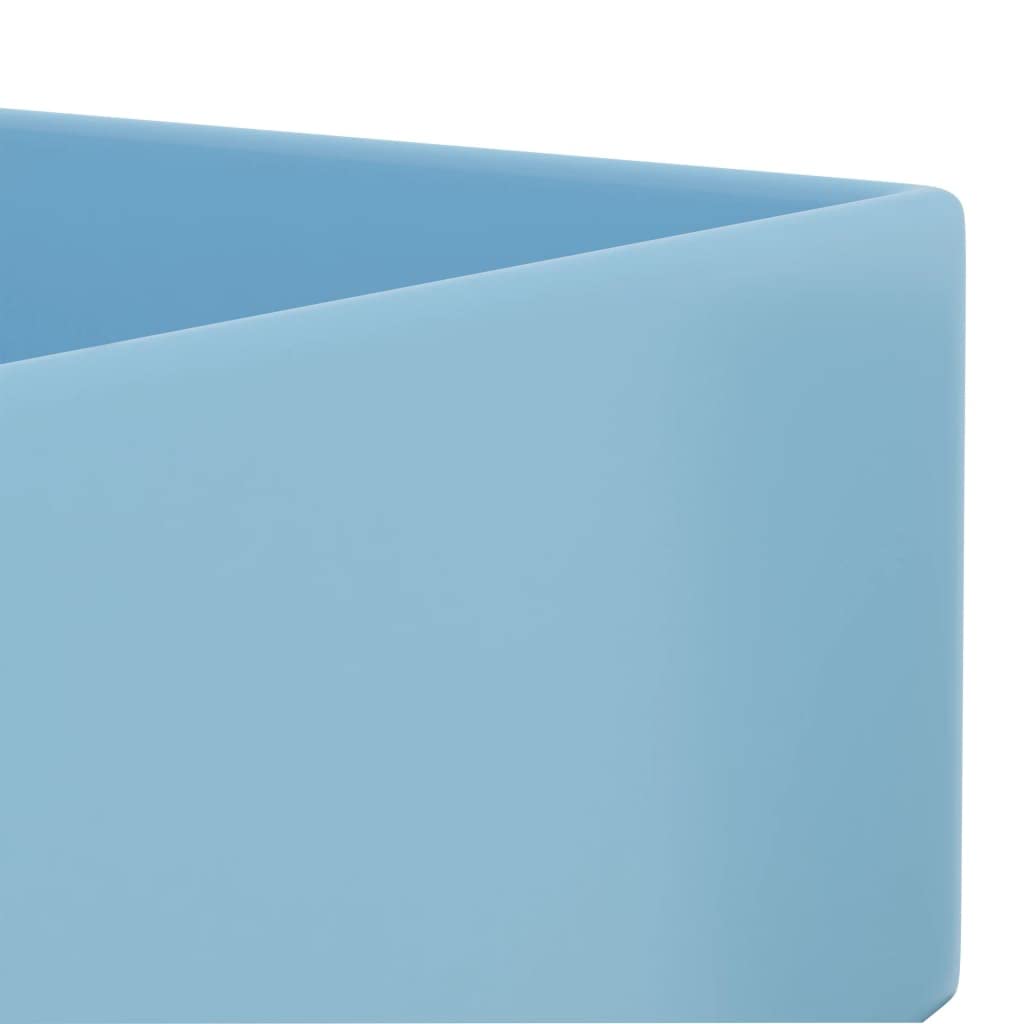 LAPOOH Lavabo con rebosadero cerámica Azul Claro, Fregadero, Lavabo Baño, Lavamanos Baño, Lavatorio Casa De Banho, Mueble Lavabo sobre Encimera - 146989