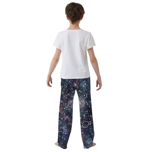 ZZXXB Galaxy Star Constellation Boys Long Pants Soft Trousers Elastic Waist Kids Lounge Bottoms with Pockets S-XL3