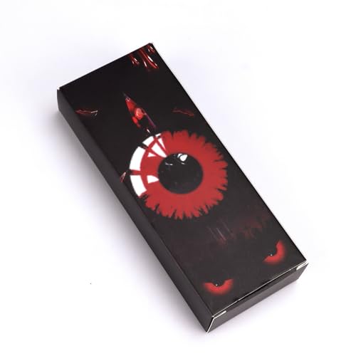 Rote Kontaktlinsen Farbig Ohne Stärke - 2 Stück(1 Paar) Farbig Kontaktlinsen Rot mit Kontaktlinsenbehälter für Fasching Karneval Make Up Cosplay