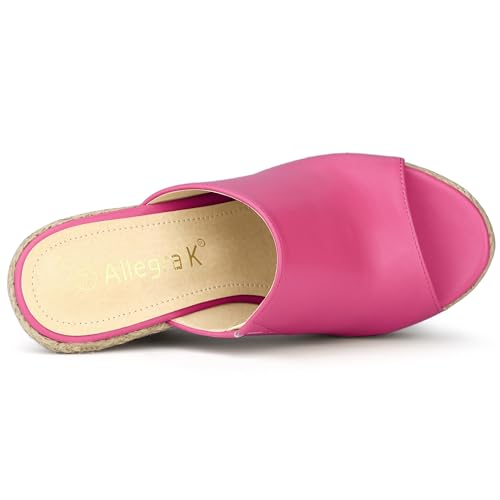 Mules espadrilles compensées à talon corde tressée rose vif pointure 38
