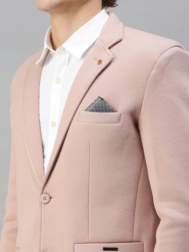 Image of SHOWOFFFF Men Solid Single Breasted Casual Blazer | Notched Lapel Full Sleeves Cotton Blazer for Mens | Slim Fit Regular Length Blazer for Men's