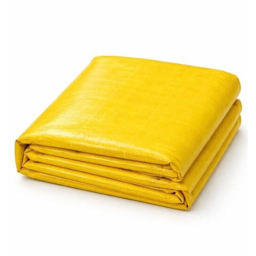 Image of 250 GSM HDPE Tarpaulin 6 X 9 Feet I Heavy-Duty Waterproof Non-Filler Sheet for Car Parking Shed, Tin Shed, Bike Cover, Outdoor Rainproof Tent, Garden, (Yellow)