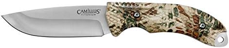 Camillus MASK Fixed Blade Knife, with Sheath, 4" / 10.2 cm Titanium Bonded 420 Blade, PRYM1 Handle, Silver/Camouflage, 9" / 22.9 cm