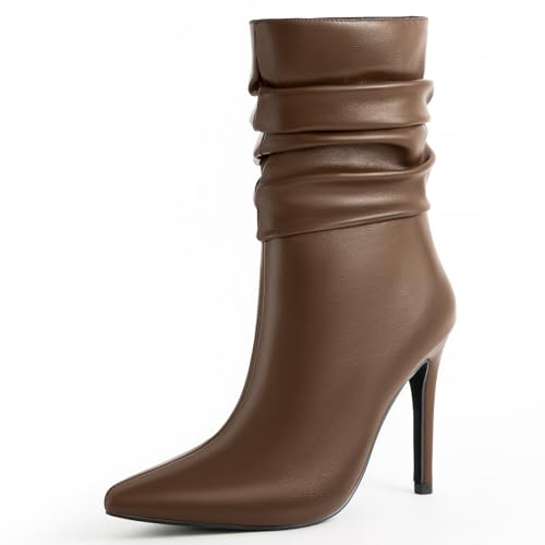 Mid Calf Boots for Women Stiletto High Heel Slouch Boot Pointed Toe Side Zipper Sexy Fashion Ankle Booties Waterproof Fall Winter Dressy Shoes for Work, Party and prom2