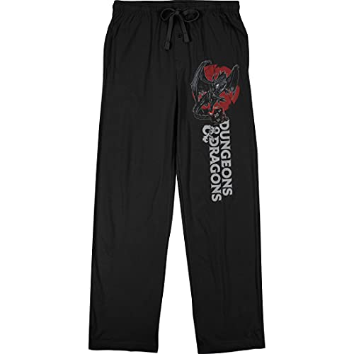 Dungeons & Dragons Game Dragons Attack Mens Black Sleep Pajama Pants
