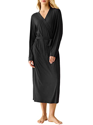 Latuza Women's Viscose Robes Long Sleeves Bathrobe with Pockets