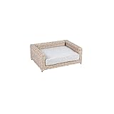 Greemotion Hundebett aus Polyrattan inklusive Kissen, ca. 65 x 25 x 50 cm, 133527, braun-beige/ grau, S