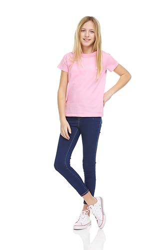 Image of Pink Angel Girls' 8-Pack Cotton T-Shirts - Crew Neck Short Sleeve Tees, Solid Color Multipack, Sizes 4-16