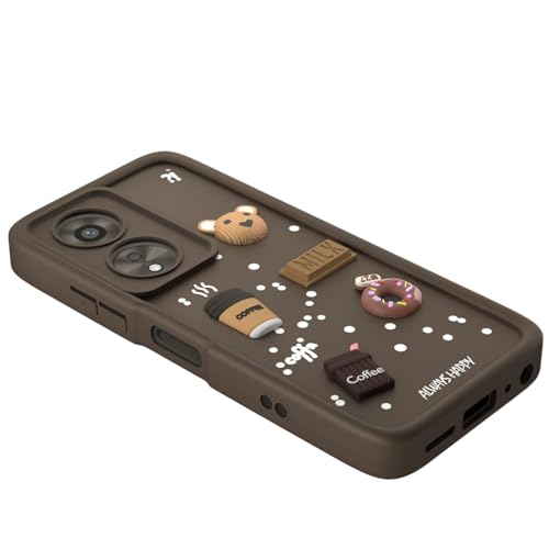 Image of Bintage Ball Bear| Donut| Milk Cake| Baby| Coffee Rubber Case Camera Protection Back Cover Compatible for Oppo A18 4G - Brown