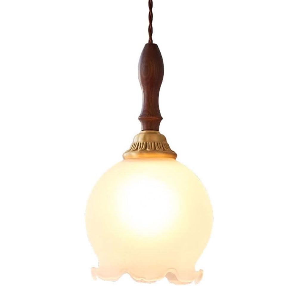 chandelier Japoński kremowy wisior kremowy szklany wisiorki, dekoracyjna orzechowa, regulowany pułap sznurkowy, do korytarza w kuchni pendant lamp