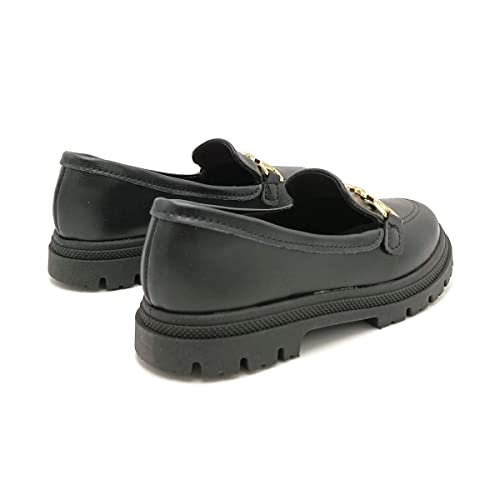 Sapato Mocassim Loafer Infantil Menina Molekinha Com Fivela Preto 32