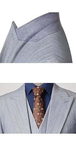 Mens Slim-Fit Striped Three-Piece Suit Set Business Wedding Vest Trousers Combo for Workplace2
