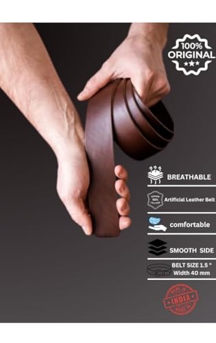 Image of YOOKO Brown Artificial Leather Belt | PU Waist Belt for Men