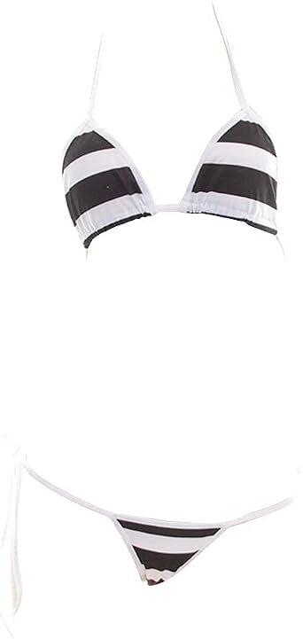 ABAFIP Womens Micro Tanning Bikini Kawaiii Anime Lingerie set Tiny Bra Thong Panty Bottom Extreme Swimwear