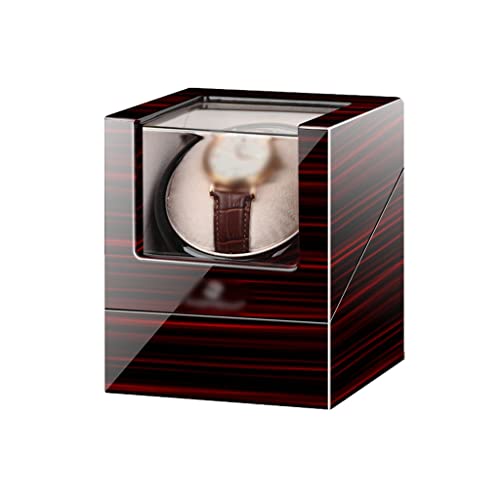 bns7fapq Soporte de reloj para relojes automáticos individuales, caja de madera maciza con motores silenciosos, 5 modos de rotación, organizador de relojes (color: negro 2) (rojo 2)
