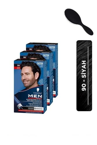 Schwarzkopf Men Perfect 90 Siyah Erkek Saç Boyası 3’Lü Set + Tarak Hediyeli