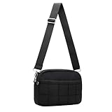 E-Tree Small Crossbody Bag for Women, Puffer Cross Body Purse, Nylon Quilted Shoulder Handbag with Multiple Pocket Black