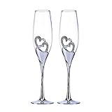 LANLONG Wedding Champagne Goblets Toasting Flute Glasses for Bride and Groom Creative Deluxe Glass C