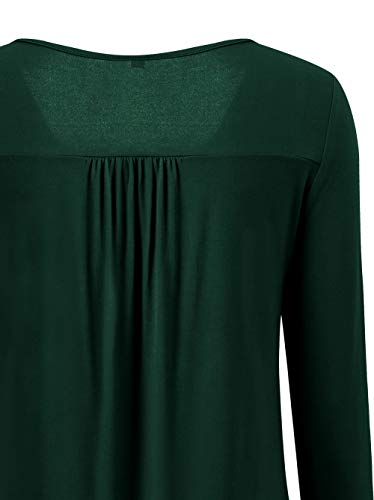 a.Jesdani Plus Size Tops for Women 3X, Womens Tops and Blouses, V Neck Button Down Long Sleeve Dark Green Tunic Tops Shirts