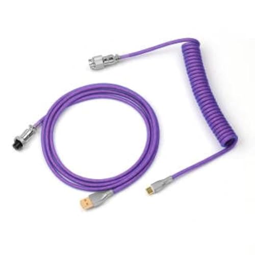 Image of EPOMAKER Mix 1.8m Coiled Type-C to USB A TPU Mechanical Keyboard Space Cable with Detachable Aviator Connector for Gaming Keyboard and Cellphone(Purple)