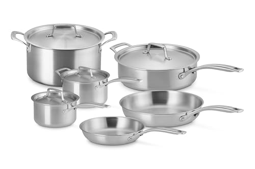 Image of Le Creuset Essential Stainless Steel 10 Piece Cookware Set