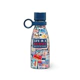 Legami - Vacuum Bottle Hot & Cold Mini, Travel Stickers, Borraccia Termica leggera e resistente, Chiusura Ermetica, Manico in Silicone removibile, in Accaio Inox, Capacità 300 ml