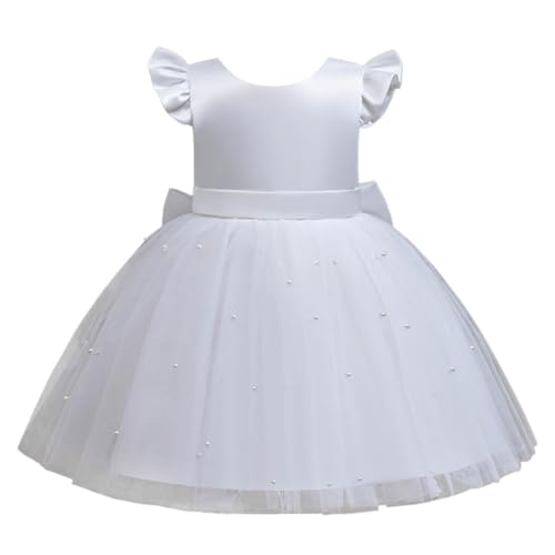 Robe princesse élégante pour fille avec perles et manches volantées, haute qualité cérémonie