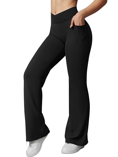OQQ Yoga Pants Women High Waist Crossover Stretch Casual Soft Straight Leg Bottoms with Pockets2
