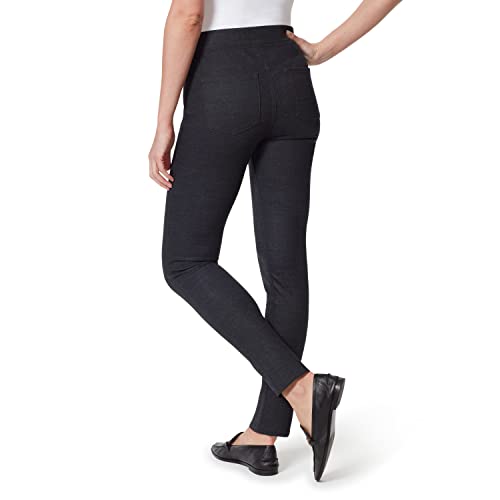 Gloria Vanderbilt Womens Avery Ponte Slim Pull On Pants, Lyons Crosshatch Plaid, 12 Petite US3