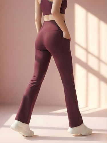 Image of BLINKIN Flared Gym Pants for Women's Workout - The Ultimate Yoga Pants | Workout Lowers | Gym Track Pants for Women with Side Pockets (2049)