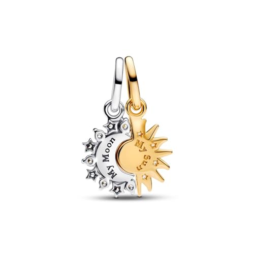 PANDORA Sterling silver and 14k gold-plated unique metal blend Cubic Zirconia Clear 763585C01 Anhänger