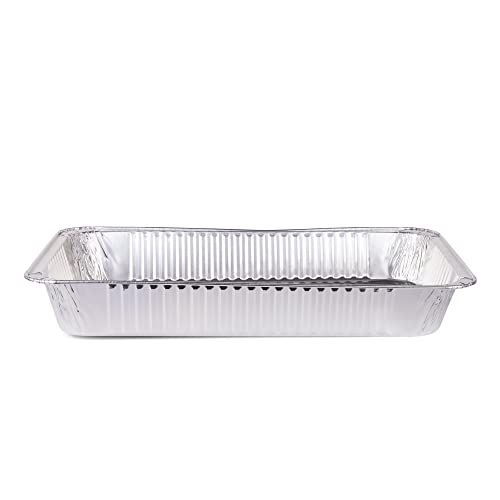 Image of Glad Disposable Full Size Aluminum Steam Pans, Deep Heavy Duty Foil Pans for Steaming, Baking, Roasting, Catering & Oven Reheating, Fits 2 Half Pans, 20.5 x 12.5 x 2.75 Inch, 2 Count