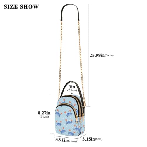 ALAZA Crab Blue Funny Stylish Crossbody Bag Small Shoulder Handbags Leather Purse for Women3