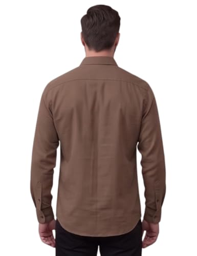 Image of NexaFlair Men's Regular Fit Solid Pattern Laffer Cotton Shirt with Long Sleeve Collared Neck Standard Length and Button Down Closure Type | Mens Casual Shirts | Man's Formal Shirts