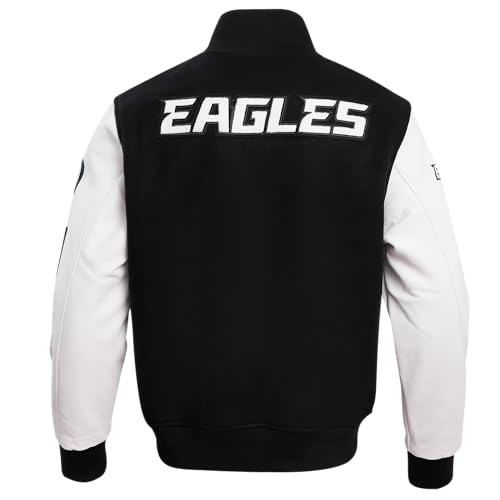 Pro Standard Mens NFL Philadelphia Eagles Classic Varsity Jacket Black/White 2XL - Image 4