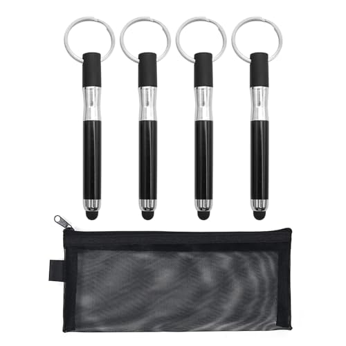 4 lápices táctiles con 1 estuche. Lápiz táctil de dispositivo inteligente, mini bolígrafo, llavero para pantalla táctil, adecuado para teléfonos móviles, tabletas, etc.