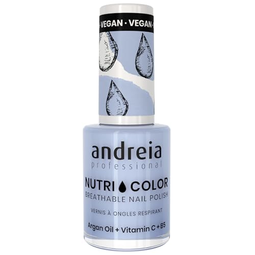 Andreia Professional NutriColor Atmungsaktiver Nagellack - Veganer und Tierversuchsfreier - Nagelkunst Nagellack mit langanhaltendem Glanz-Finish - Farbe NC34 Helles Immergrün-Blau – 10.5ml