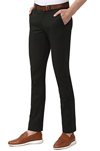 Image of Van Heusen Men's Regular Fit Mid Rise Solid Satin Chinos with Stretch