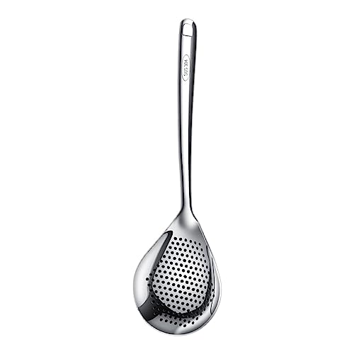 La mejor selección de Espumaderas los 5 mejores. 37 Espumadera de acero inoxidable 304, cuchara ranurada, colador de Pasta, cuchara a prueba de herrumbre, resistente al calor, mango ergonómico para, PEQUEÑA