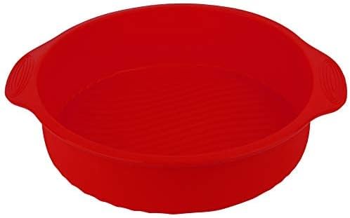 Molde de la torta antiadherente forma redonda 11inch Cake Baking Pan Silicona resistente al calor para la torta de la capa (rojo)