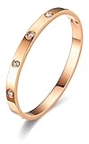 Minikeda Bracelets for Women - 18K Gold/Silver Plated Love Cubic Zirconia Bangle Crystal Friendship Bracelet Jewelry, Gold Cuff Bracelets for Valentine'S Day and Birthdays (Rose Gold)