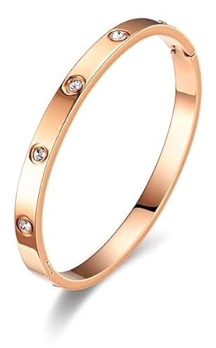 Minikeda Bracelets for Women - 18K Gold/Silver Plated Love Cubic Zirconia Bangle Crystal Friendship Bracelet Jewelry, Gold Cuff Bracelets for Valentine'S Day and Birthdays (Rose Gold)