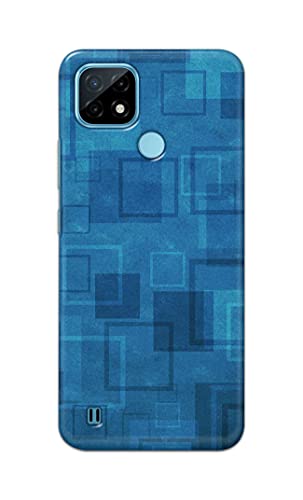 Image of Printed Hard Back Cover Case for Realme C21 Back Cover (Plain Azure Blue) -1302