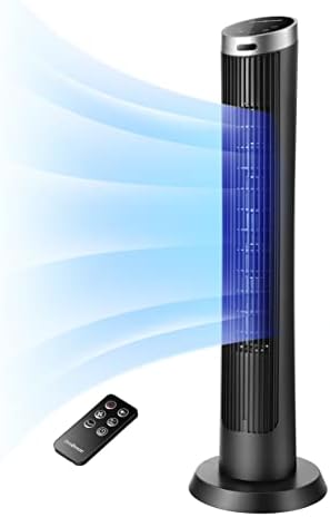 OmniBreeze Digital Electric Tower Fan, with Remote Control, LED Display, Standing Bladeless Floor Fans Cooling and Quite 36/40Inch Indoor Living Room Bedroom use (36 Inch)
