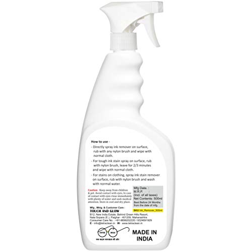 TetraClean Pen Ink Remover | Marker Stain Remover | Remove Stain From Carpet, Upholstry, Clothing, Wall, Plastic And More In Spray Bottle 500Ml | For Home & Commercial Use, Pack of 1