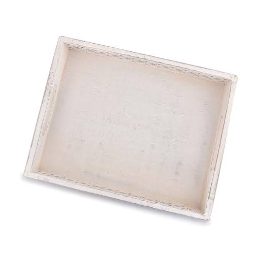 EDHAS Platters Mango Wood Tray with Handles Serving Platters for Breakfast in Bed, Tea, Coffee with Cutout Handles (White) (35.56cm x 27.94cm x 5.08cm) - Image 5