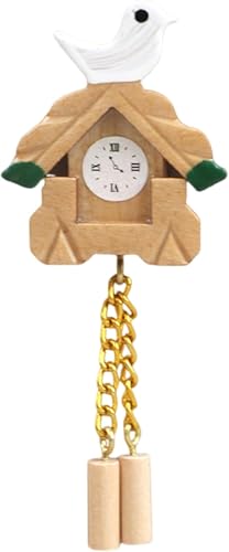 1Pc Miniature Wooden Clock, 1/12 Scale Accessories, 1/12 Scale Cuckoo Clock Dollhouse Miniatures Realistic Bird Wall Clock Dollhouse Furniture Accessories Play House Toy for Dollhouse Decoration